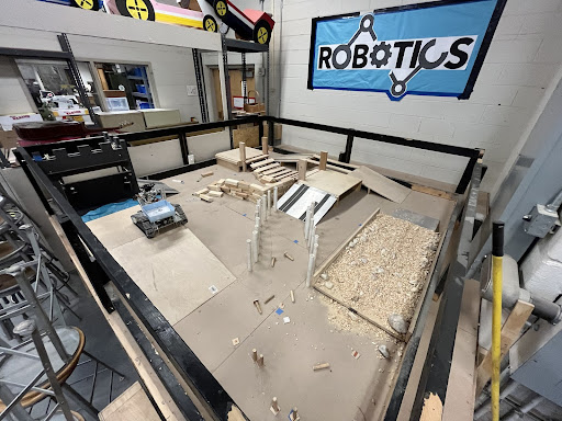 Robotics course students have to navigate their robot through. The Photo was taken on 2/2