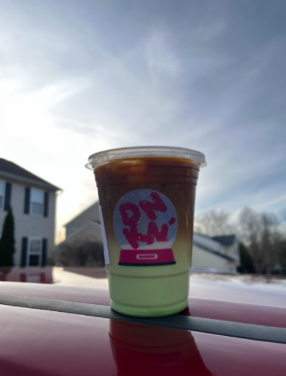 A shamrock macchiato from Dunkin.