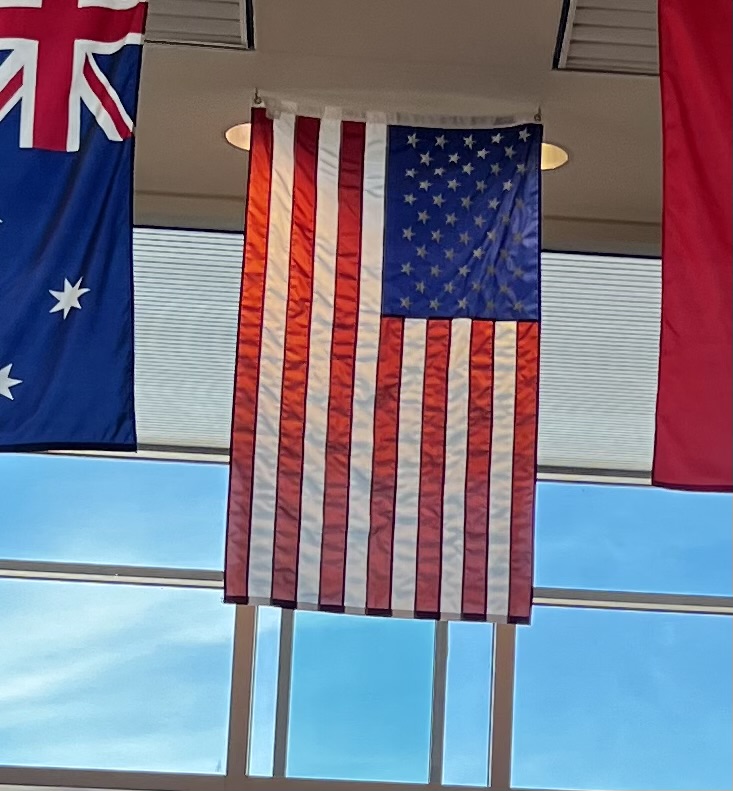 American flag hanging in Pennridge high school