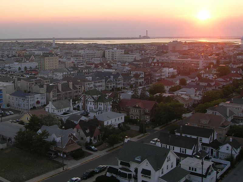 A+birds+eye+view+as+the+sun+sets+over+Ocean+City%2C+New+Jersey.