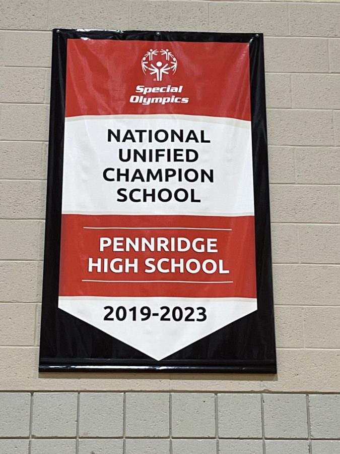 The+Special+Olympics+banner+hangs+high+in+the+Pennridges+white+gym.