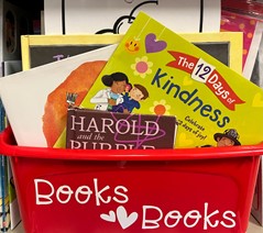 Bin of Kindergarten books