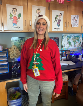 Above is a picture of Sabrina Bates dressed for one of the Christmas Spirit days at Pennridge High School.

