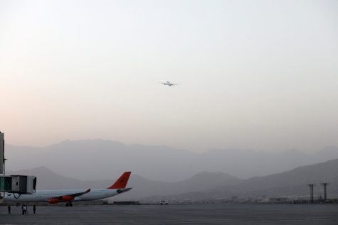 An aircraft leaves airport in Kabul in September 2021, during the first large-scale departure since the frantic withdrawal in August.