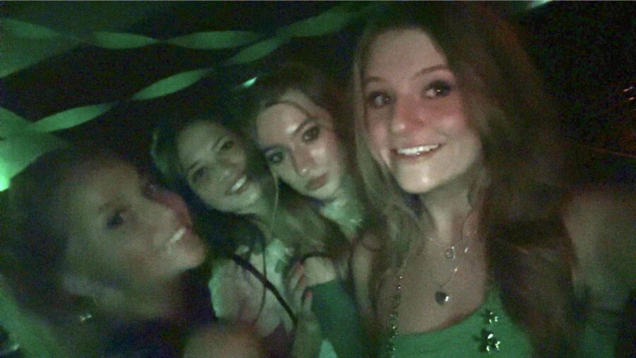 Pictured left to right, Alexis Moyer, Evelyn Furro, Kaylie Gardner, and Sydney Peoples, all celebrating St. Patriks Day together at the scene of the social experiment.