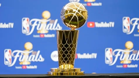 The Larry OBrien Championship Trophy is given to the winner of the NBA Finals.