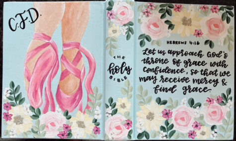Painted dance-themed Bible.