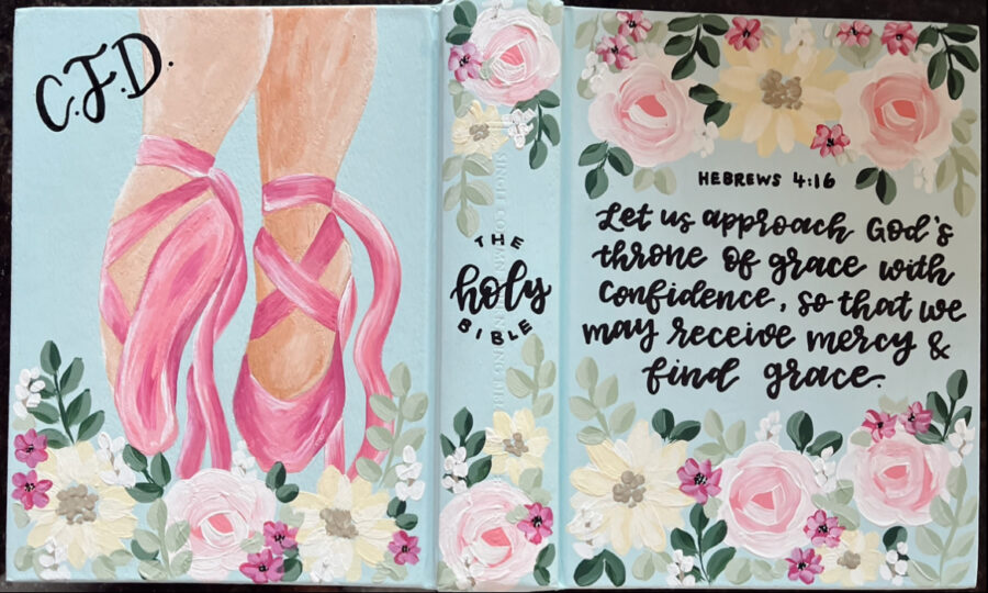 Painted dance-themed Bible.