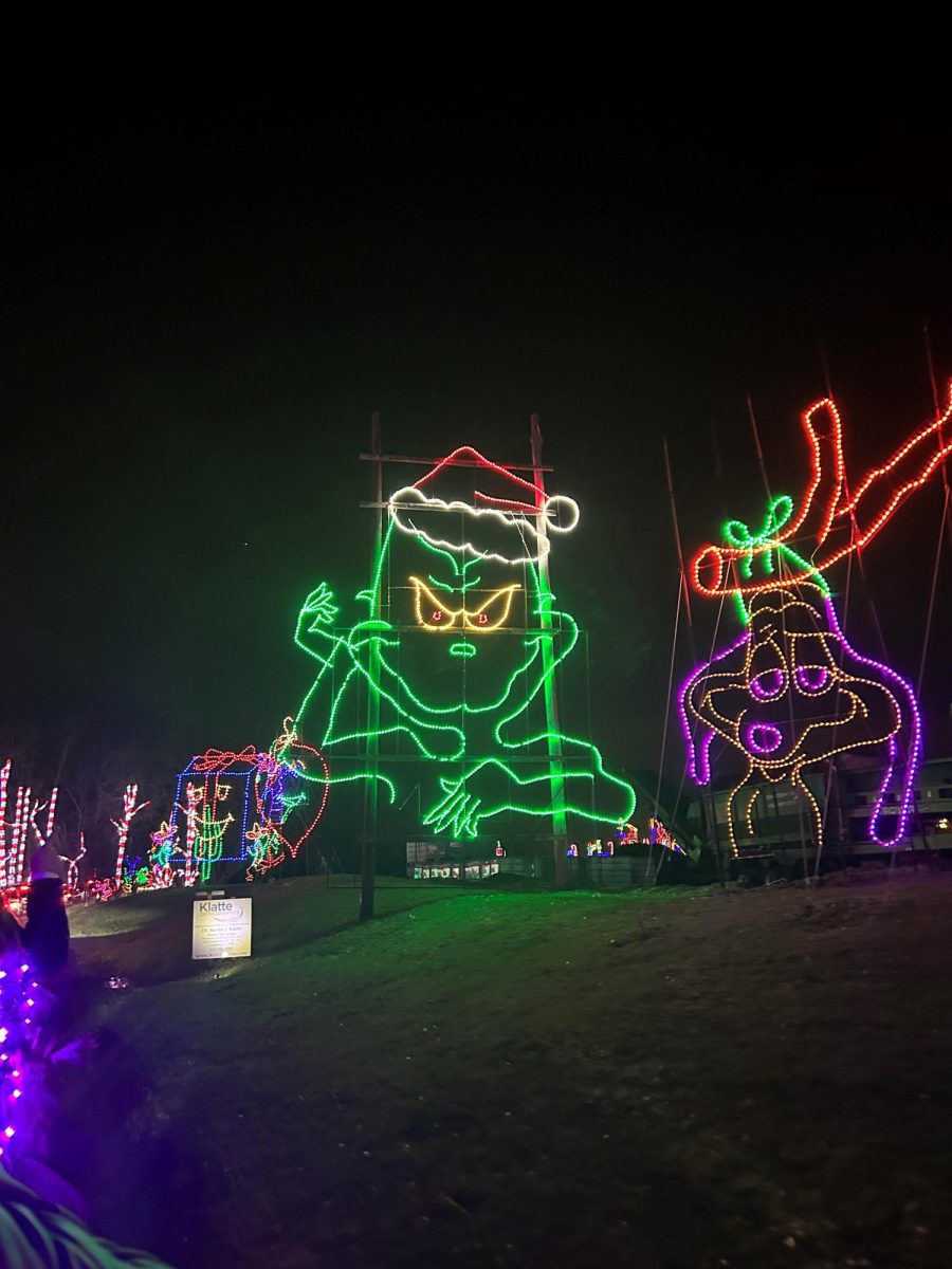 The Light up Grinch and his dog Max toward the end of the lights