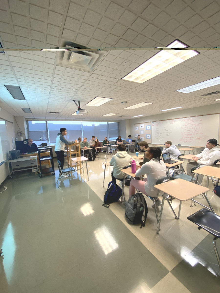 Carter Thompson, Junior at Pennridge High School,  giving a speech in public speaking class