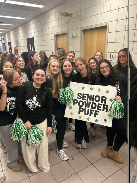 Pennridge Senior Powderpuff team waiting outside of the gym