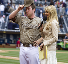 Post-game baseball interview with female reporter