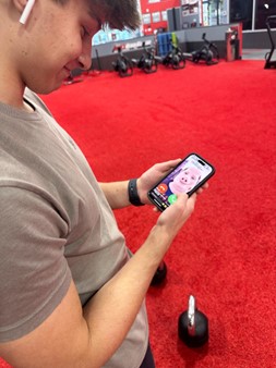 Picture of Luke Rush, a High School student at Pennridge, using TikTok at the gym