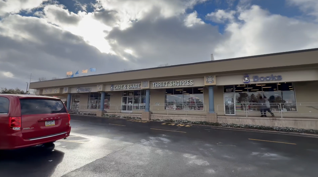 Pictured is Care & Share Thrift Shoppes's strip mall.