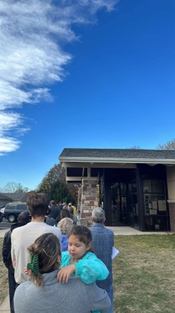 Voters wait in line for early voting on November 6th, 2024, at the Quakertown Police Department.