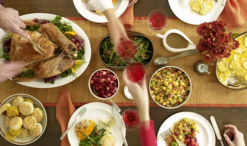  The Holiday of Gratifulness: A family having Thanksgiving dinner 
