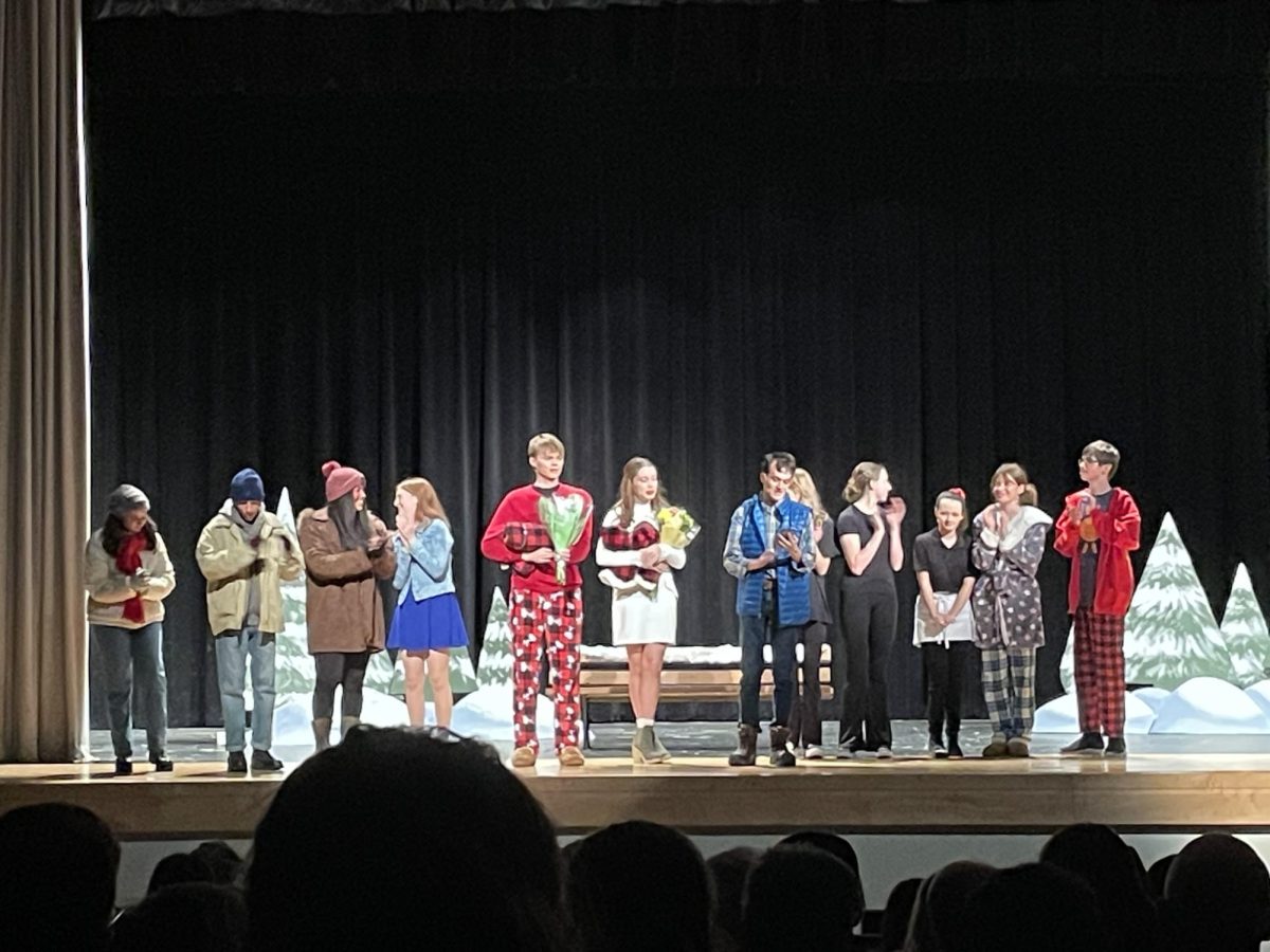The Almost Maine cast thanks the audience and Ms. Cordes after the show