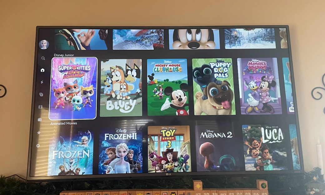 A photo of the many kid shows and movies available for children to watch.