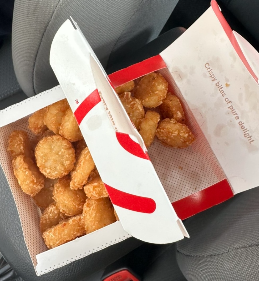 Size medium and size large orders of hashbrowns from the Chick-fil-A Breakfast Menu.