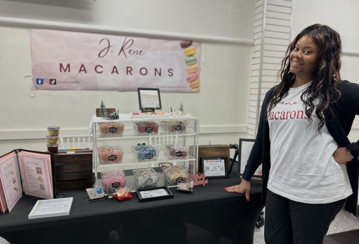 Johann Sheppard selling her macarons. 