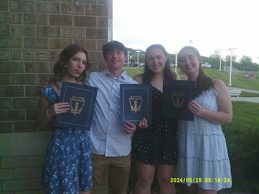 Students at Pennridge after the NHS induction ceremony