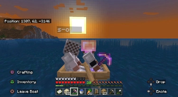 Players geared up on a boat during a sunset 