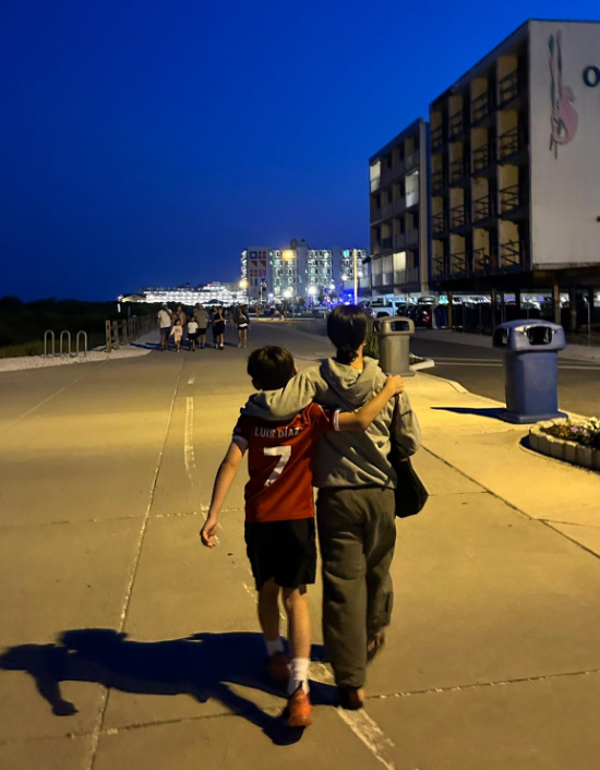 A family walking the streets of Wildwood, New Jersey