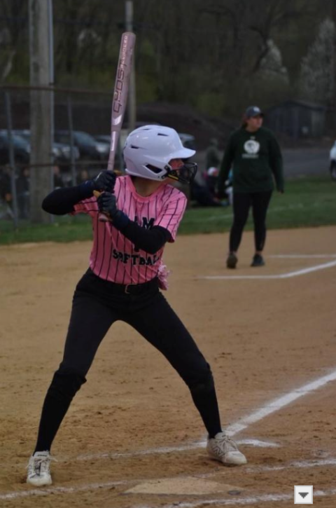 Payton is up to bat at the Pennridge softball pink out game