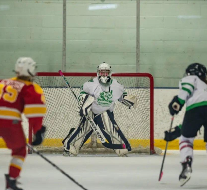 Gwen in the goal during a game