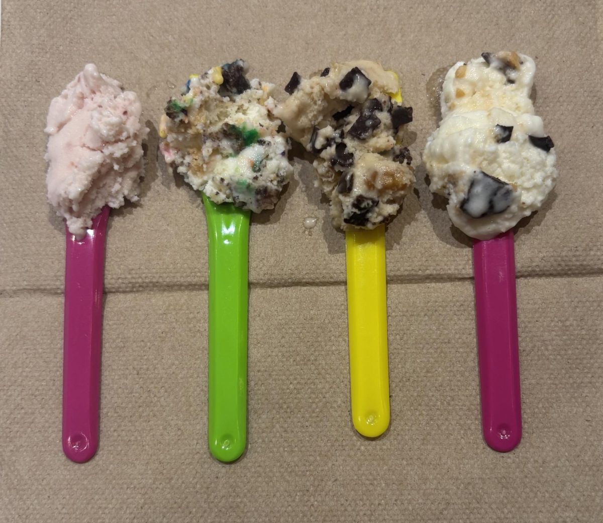 Ice cream samples from Nina's Waffles & Ice Cream.