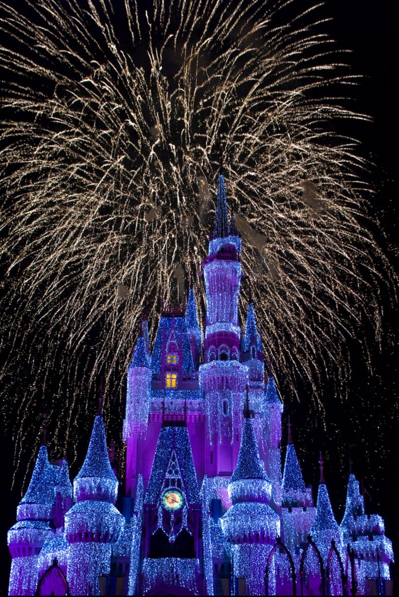 Disney castle firework show at Disney World in Orlando Florida.
