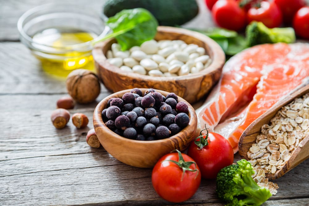 A variety of foods beneficial to athletes
